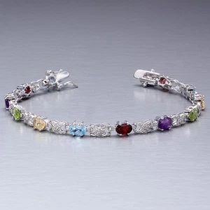 6 CTTW Gemstone Tennis Bracelet *STUNNING* MSRP~$499 - Picture 1 of 2