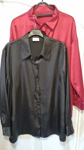 2 x Ladies Satin Blouses Black / Red . Excellent Condition UK SIZE 16 - Picture 1 of 10