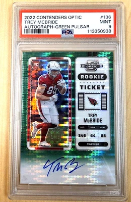 TREY MCBRIDE 2022 Panini Contenders Optic GREEN PULSAR AUTO /30 Rookie RC; PSA 9 - image 1 of 4