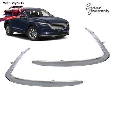 Chrome Bumper Trim Set For 2016-2022 Mazda CX-9 Front Driver and Passenger Side Foto 1 de 4