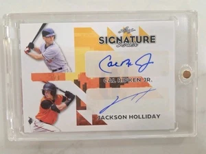 2023 Leaf Signature Series Cal Ripken Jr &Jackson Holliday Dual Auto PIXEL 1/1 - Picture 1 of 7