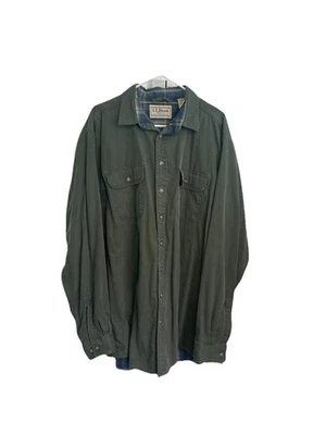 Vintage LL Bean Shacket Men's XL Tall Green Flannel Lined Denim Thick Canada 90s - Image 1 of 4