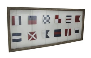 Scratch & Dent Wood Framed Nautical Signal Flags Decorative Wall Hanging - Picture 1 of 4