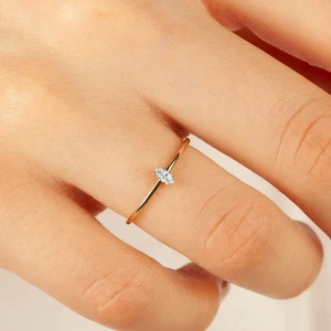 1 CT Marquise Cut Lab Grown G/VS1 Diamond Engagement Ring 14k Solid Yellow Gold - Picture 1 of 6