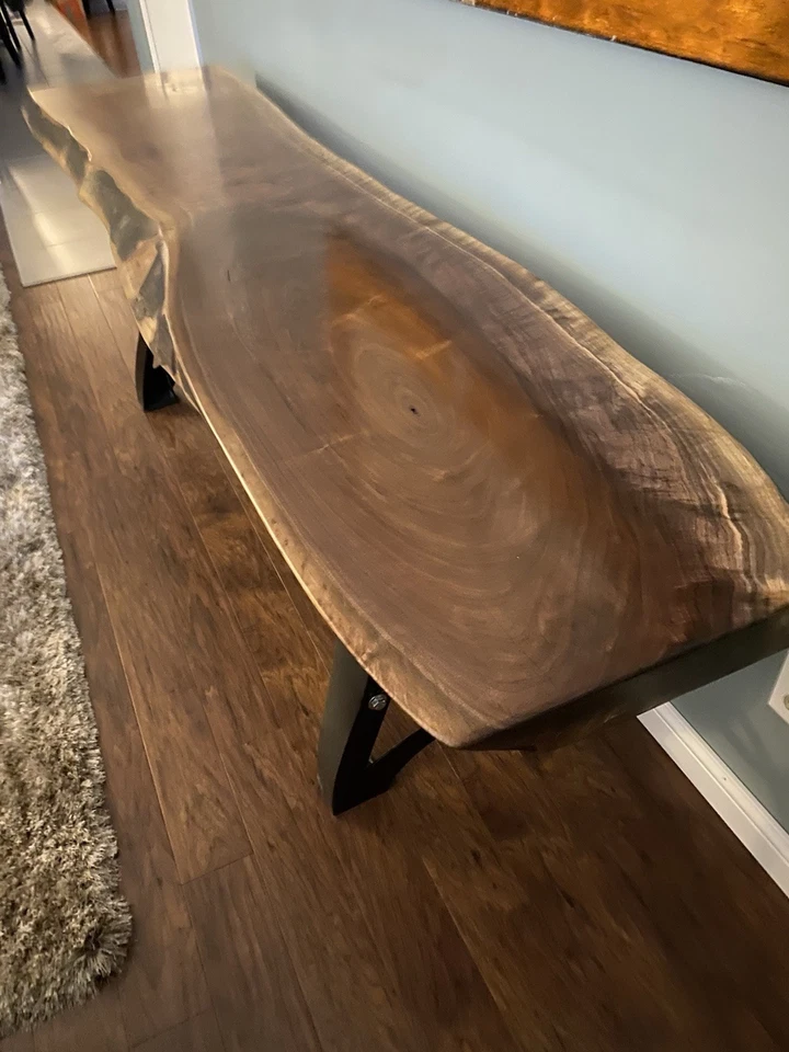 Custom Black Walnut Slab Epoxy River Table and End Table  - Image 1 of 4