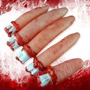 5 Bloody Severed Fingers False Thumb Decoration Halloween Party Horror Prop - Picture 1 of 7
