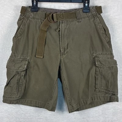 VTG Old Navy Mens 34 Olive Green Army Paratrooper Baggy 90s Belted Cargo Shorts - Image 1 of 4