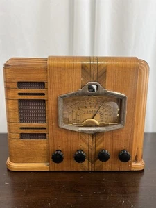 Antique Silvertone 4763 Radio Tube Wood 1938 Art Deco Needs Work See Photos - Picture 1 of 22