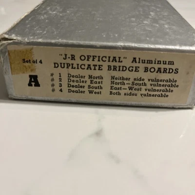 Vintage J-R Official Aluminum Duplicate Bridge Boards Set A 1-4 - Image 1 of 4