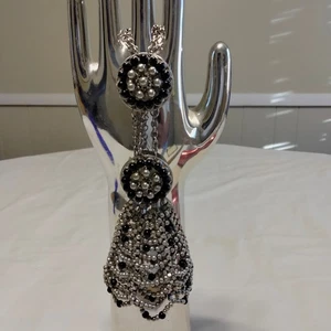 Iris Apfel & Bajalia Black & Silver Panja Hand Bracelet  - Picture 1 of 14