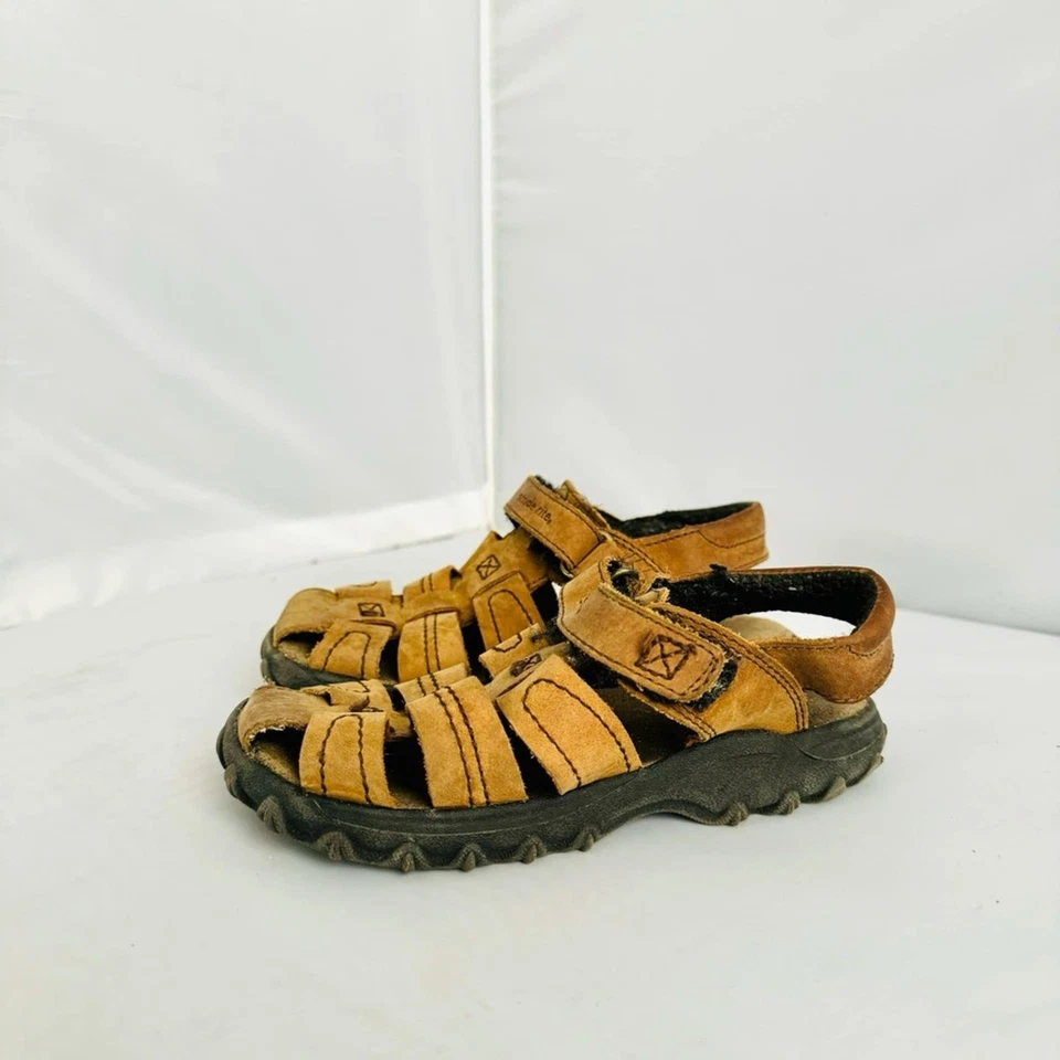 Stride Rite Hudsen Brown Leather Sandals with Adjustable Straps Boys 10.5 - Image 1 of 4