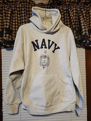 Vintage MADE in USA MV Sport Pro Weave NAVY Hoodie Sweatshirt Grey Size XL - Image 1 of 4