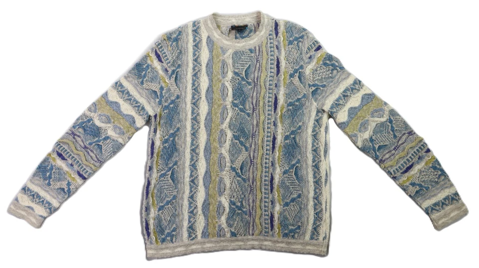 VTG COOGI US Men’s Medium Blue Cream 3D Australia Cotton Knit Sweater - Image 1 of 4