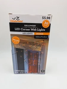 SpiderWeb Lights 30x30 Halloween Decoration Indoor Outdoor Spider Web ORANGE NEW - Picture 1 of 2