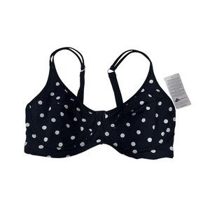 Top de bikini Lands End para mujer a lunares con aros talla 38DD blanco y negro sin forro - Imagen 1 de 12