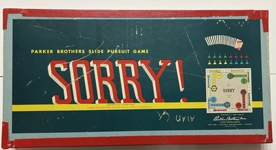 Vintage Parker Brothers 1950’d SORRY Slide Pursuit Game With Complete Set. - Image 1 of 4