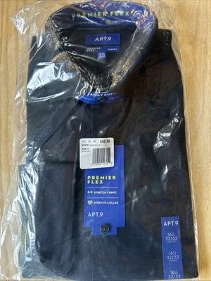Nuevo Apt. Camisa de vestir 9 Premier Flex ajustada negra 16 1/2 32-33 tela elástica Foto 1 de 4