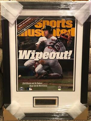 Foto firmada por Scott Brosius Yankees de Nueva York STEINER ENMARCADO CERTIFICADO DE AUTENTICIDAD SERIE MUNDIAL Foto 1 de 4