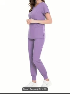 womens scrub sets, two piece, crew neck pocket front nurse work scrubs - Picture 1 of 4