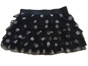 Mädchen Größe 4T schwarz Skort mit weißen Tupfen Lagenlook Spitze guter Zustand süß - Bild 1 von 6
