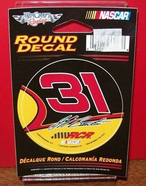 JEFF BURTON #31 WINCRAFT 3" CALCOMANÍA REDONDA PEGATINA Foto 1 de 1