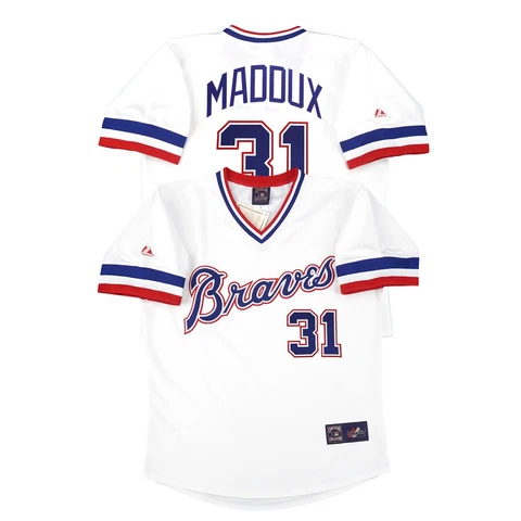 Greg Maddux 1983 Atlanta Braves Men's Home White Cooperstown Throwback Jersey Cover