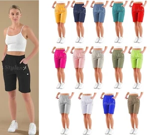 Damenshorts Freizeit Lounge Strand Stretch Taille Baumwolle Mix zum Anziehen Sommershorts - Bild 1 von 37