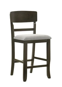 6pc Counter Height Dining Room Chairs Bar Stools Fabric Upholstery Brown Gray - Picture 1 of 3