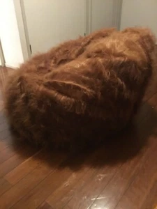 EXTRA LARGE RUSTY BROWN FAUX FUR BEANBAG COVER BEAN BAG LOUNGE ROOM RUMPUS ROOM - Picture 1 of 3