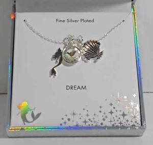 Disney Fine Silver Plated Mermaid Shell Pendent Necklace NIB - Picture 1 of 1