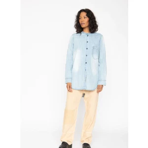 Free People X Sandrine Rose Mandarin Denim Shirt -Size Large -NWT- MSRP $298 - Picture 1 of 10