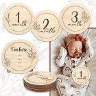 Wooden Baby Monthly Milestone Cards with Birth Announcement Sign, Pregnancy a...