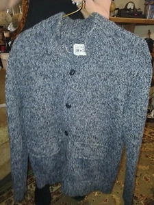 Converse One Star Cardigan Mens Med. Button Up Pockets Navy Gray Cotton - Picture 1 of 4