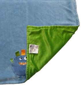 Taggies Blue Monster Alien Baby Infant Security Blanket Lovey Blue Green Plush