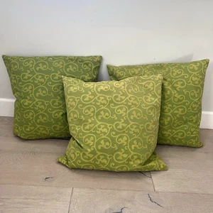 Crate & Barrel Set Of 3 Decorative Pillows With Inserts 20x20” Green Yellow - Picture 1 of 5