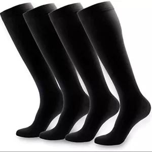 3 Pair Ankle Support Compression Socks Hose Opaque Knee High Wide Calf Stockings - Picture 1 of 14