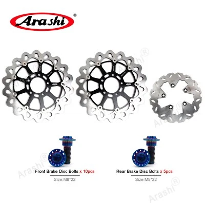 Front Rear Brake Disc Rotor + Bolts Fit Suzuki Hayabusa GSX1300R 1999-2007 2001 - Image 1 of 4