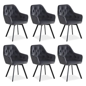 Esszimmerstühle 6er Set mit Armlehne Drehbar Samt Stuhl Sessel Grau Homestyle4u - Bild 1 von 12