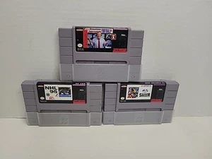 Super Nintendo Snes Sports Game Bundle Lot Madden NHL Soccer EA Sports W Sleeve - Picture 1 of 5