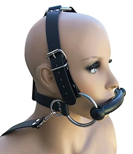 BDSM Vegan Knebel Trense Zaumzeug Petplay Pony Mundknebel Kopfgeschirr schwarz - Bild 1 von 3
