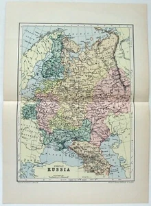 European Russia - Original 1895 Map by W & A.K. Johnston. Antique - Picture 1 of 3