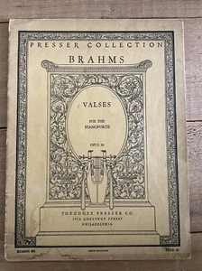 Vintage BRAHM VALSES für Klavier Opus 39 PRESSER SAMMLUNG NACHLASSFUND - Bild 1 von 4