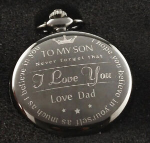 Pocket Watch Engraved TO SON LOVE DAD - Fathers Day Gift, Family Holiday Present