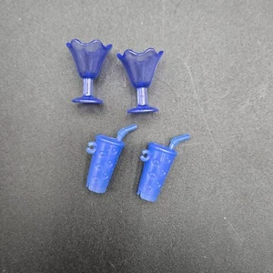 Vtg Barbie Dollhouse Replacement Plastic Glasses Cups Blue - Picture 1 of 2