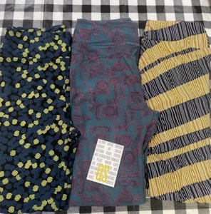 LuLaRoe OS Leggings One Size 3 pack - multi-prints telephones abstract NWT - Picture 1 of 4