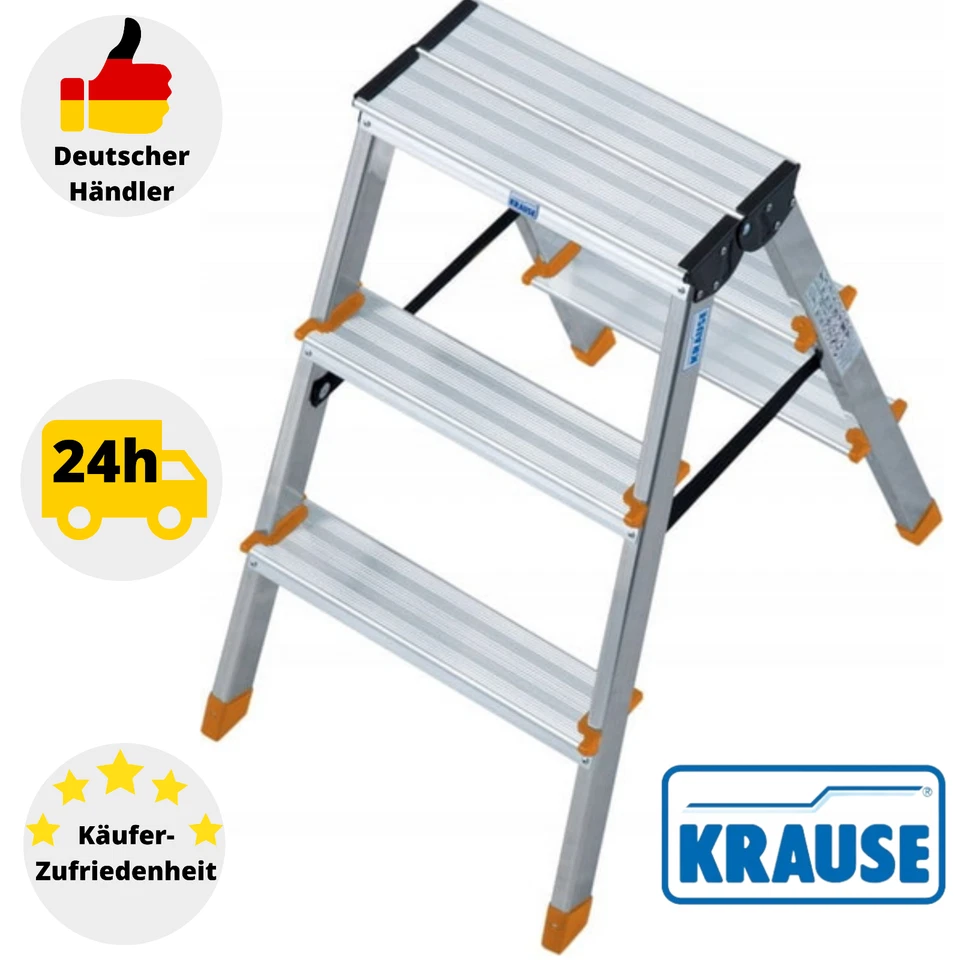 Stehleiter Doppelleiter KRAUSE 120397 Aluleiter Leiter 2X3 Doppel-Klappleiter - Bild 1 von 4