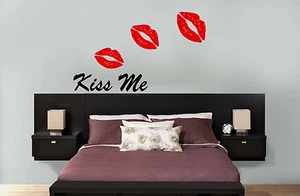 Kiss Me Wall Stickers with Lips  Wall Art Decals Size As Displayed W110xH60cm - Picture 1 of 5