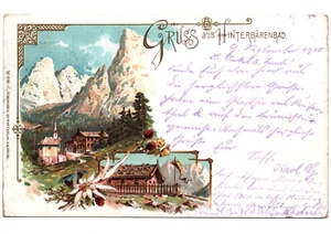 Litho Ak Gruss aus Hinterbärenbad 1900 Ebbs Österreich - Bild 1 von 2