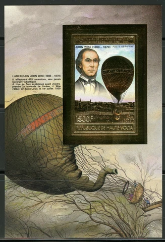 Burkina Faso Haute Volta Balloon Hot Air Gold Foil 1983 Michel Bloc 67 B Cover
