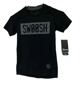 Nike Boys Fitted 'Cool Swoosh' Dri-FIT Short Sleeve Crew Neck T-Shirt, Black, XS - Picture 1 of 6